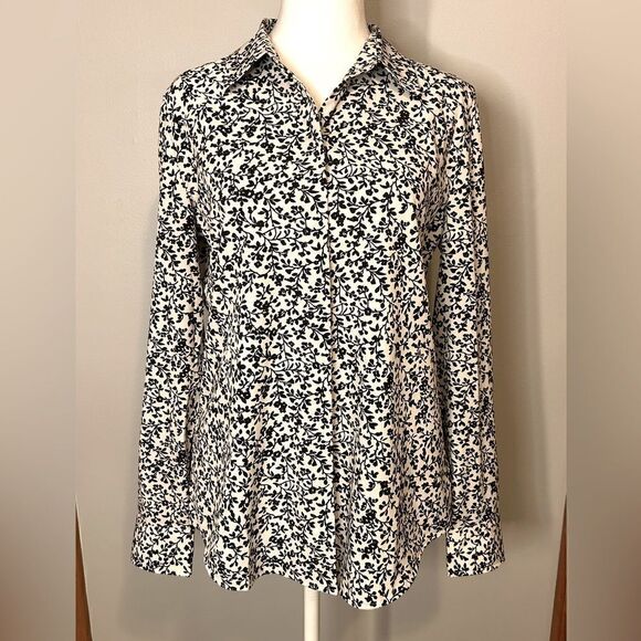 UnTuckit for her women’s black and white floral‎ blouse size 6 BIN I - Picture 1 of 8